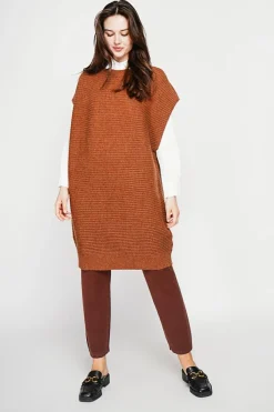 C&Jo Robes|Robe poncho col rond marron
