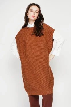 C&Jo Robes|Robe poncho col rond marron