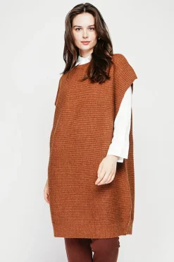 C&Jo Robes|Robe poncho col rond marron