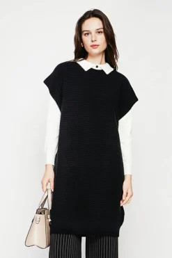 C&Jo Robes|Robe poncho col rond noire