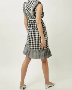 Manoush Robes|Robe Prairie volantée à carreaux noir/blanc