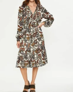 Scotch & Soda Robes|Robe print fleurs maison écru/multicolore