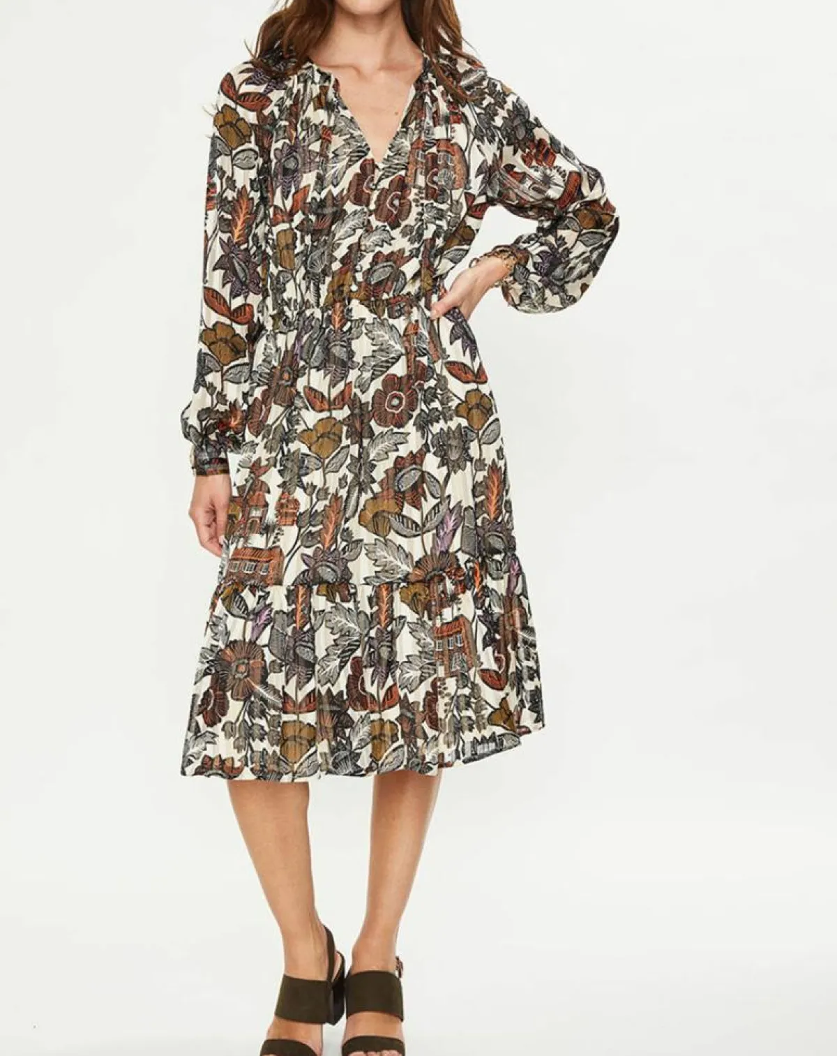 Scotch & Soda Robes|Robe print fleurs maison écru/multicolore