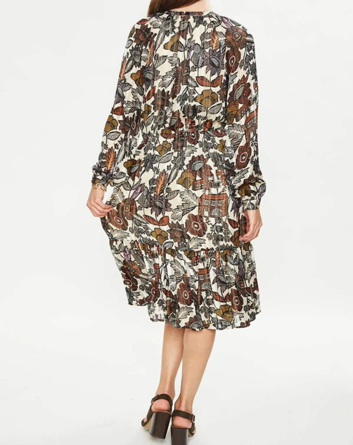 Scotch & Soda Robes|Robe print fleurs maison écru/multicolore