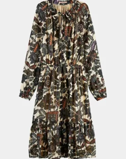 Scotch & Soda Robes|Robe print fleurs maison écru/multicolore