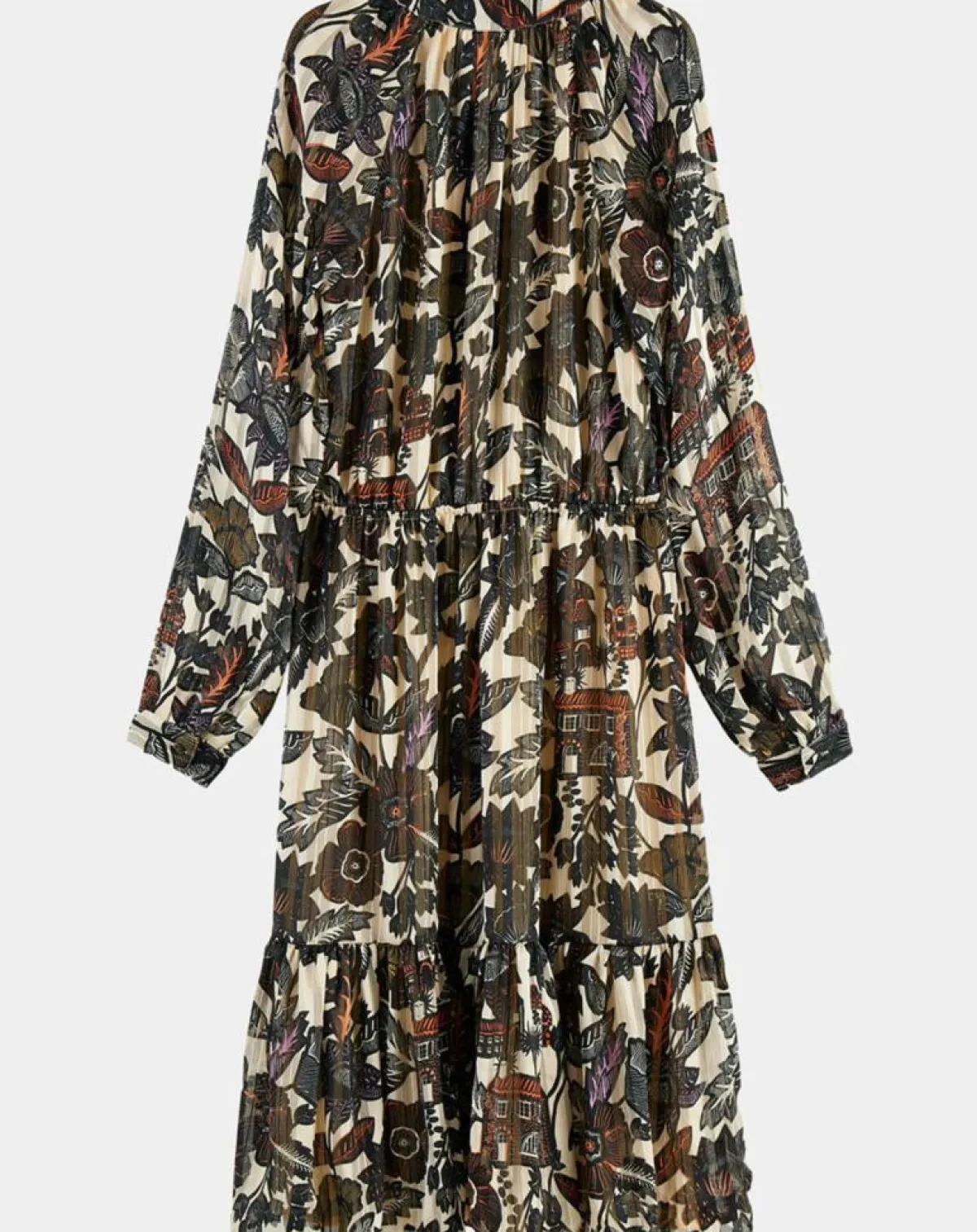 Scotch & Soda Robes|Robe print fleurs maison écru/multicolore
