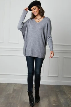 Fleur de cachemire Robes|Robe Pull Laurence Grise