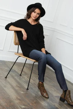 Fleur de cachemire Robes|Robe Pull Laurence Noire