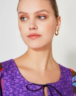 Manoush Robes|Robe Purple Country print lila