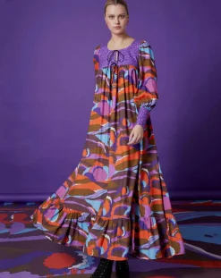 Manoush Robes|Robe Purple Country print lila