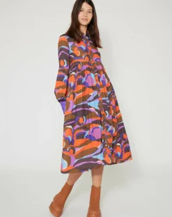 Manoush Robes|Robe Purple Country print lilas