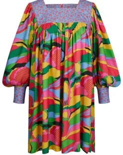 Manoush Robes|Robe Purple Country print bleu gris