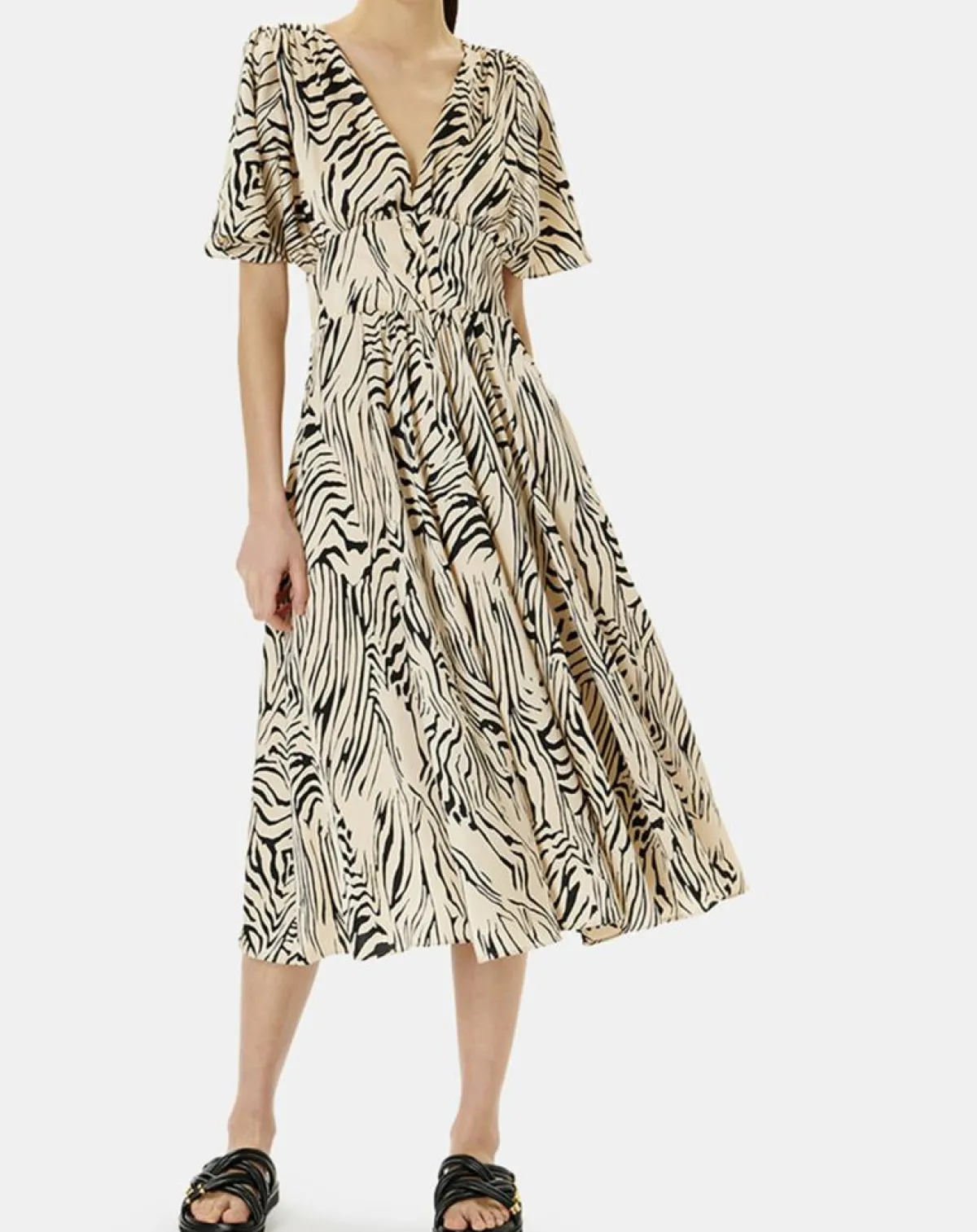 Zapa Robes|Robe Rafi imprimée zèbre noir/beige