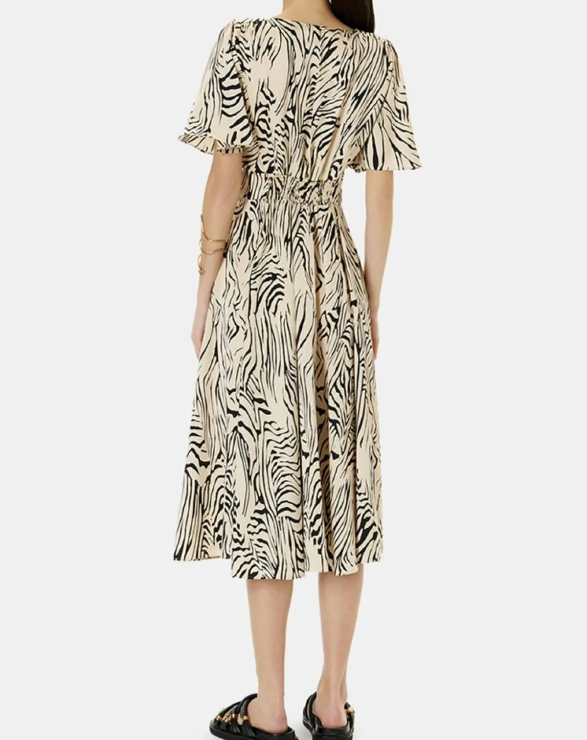 Zapa Robes|Robe Rafi imprimée zèbre noir/beige