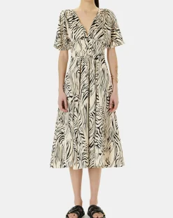 Zapa Robes|Robe Rafi imprimée zèbre noir/beige