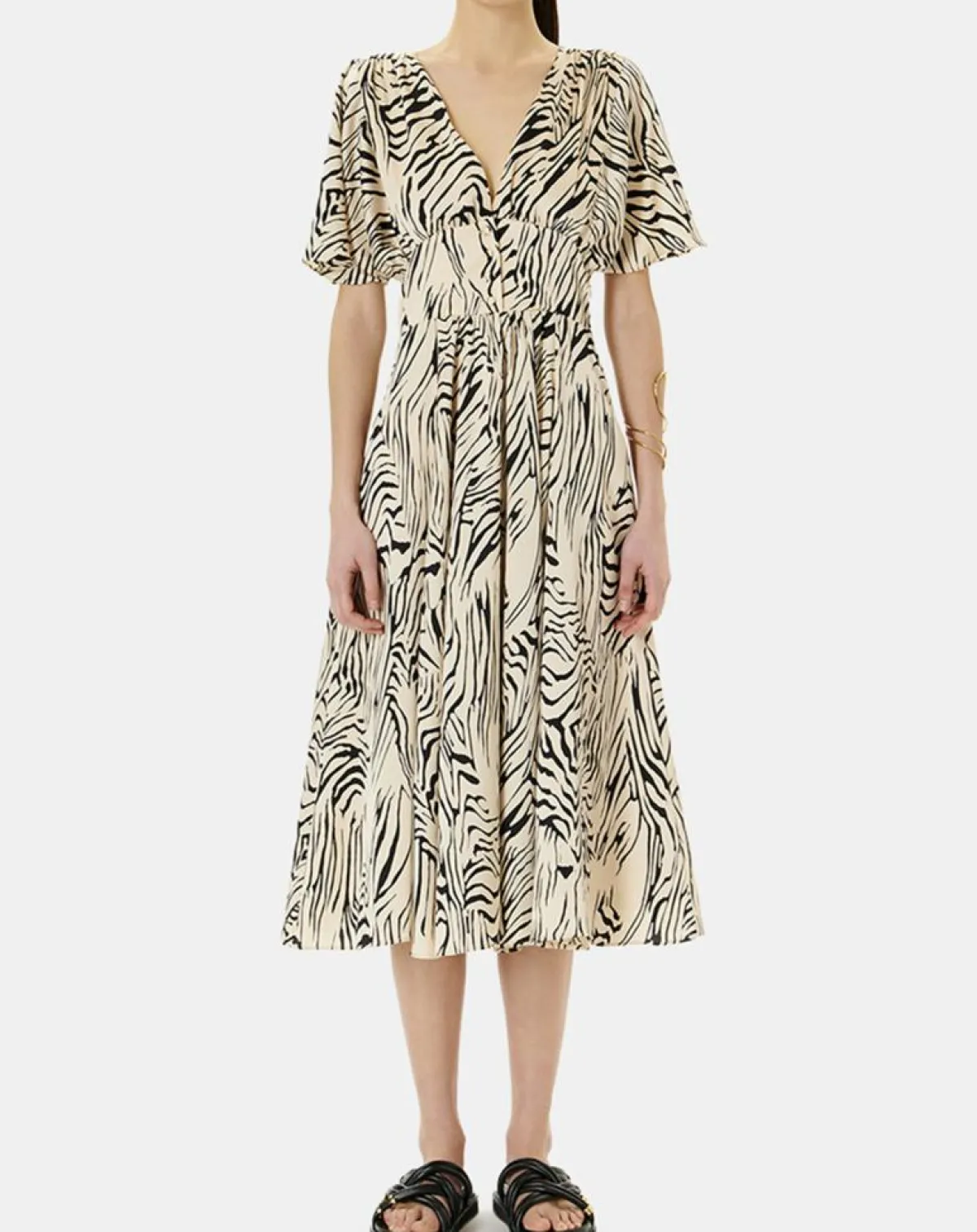 Zapa Robes|Robe Rafi imprimée zèbre noir/beige