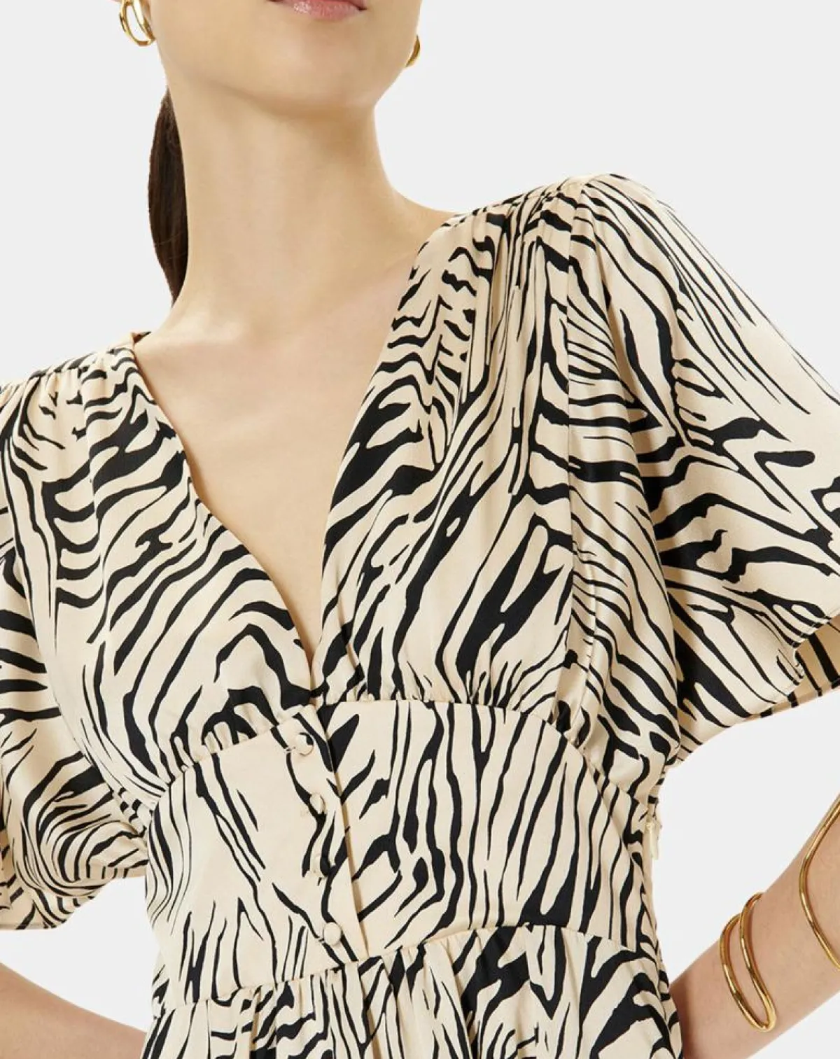 Zapa Robes|Robe Rafi imprimée zèbre noir/beige