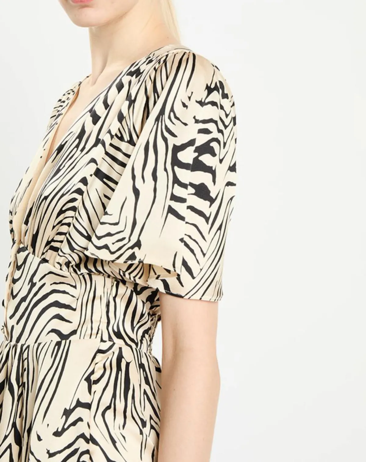 Zapa Robes|Robe Rafi imprimée zèbre noir/beige