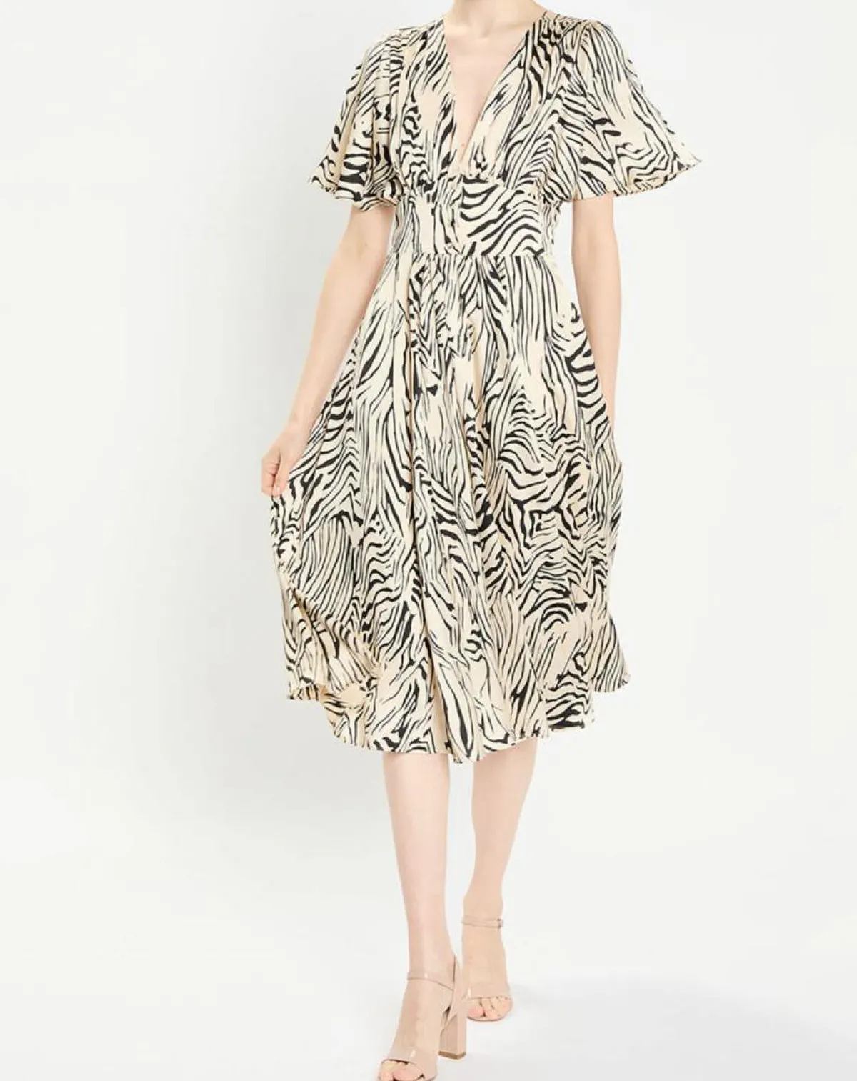 Zapa Robes|Robe Rafi imprimée zèbre noir/beige