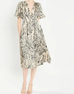 Zapa Robes|Robe Rafi imprimée zèbre noir/beige