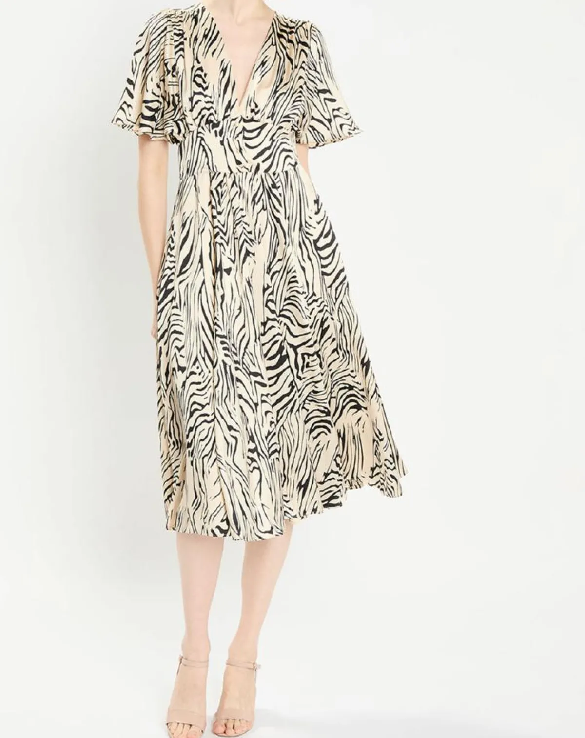 Zapa Robes|Robe Rafi imprimée zèbre noir/beige