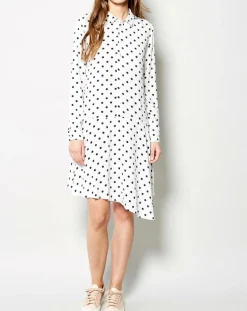 Karl Marc John Robes|Robe Raipur asymétrique à pois blanche