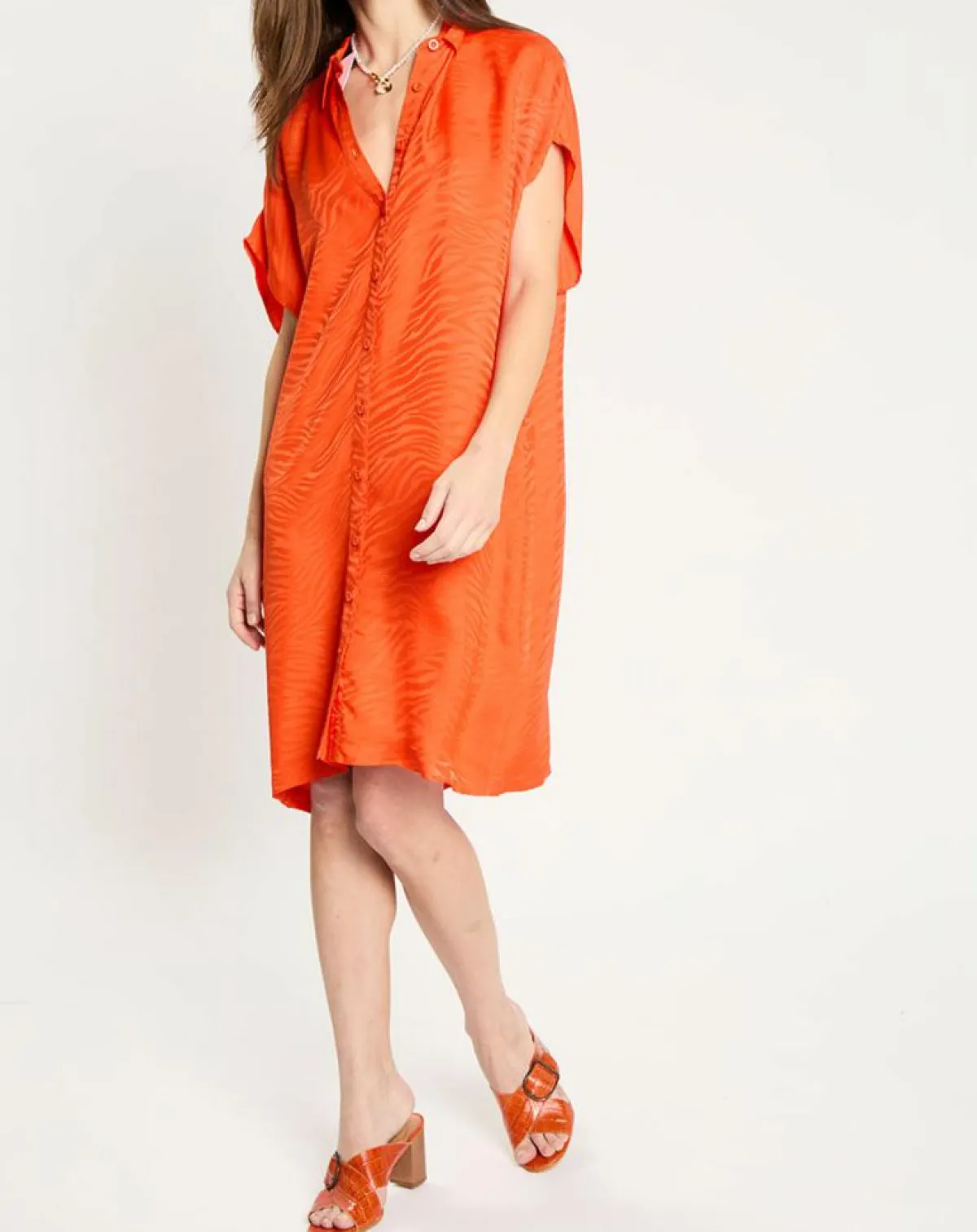 Zapa Robes|Robe Ratela motifs ton sur ton orange