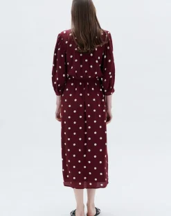 Caroll Robes|Robe Rayan à pois bordeaux