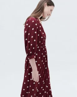 Caroll Robes|Robe Rayan à pois bordeaux