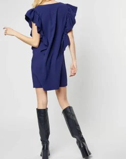 Karl Marc John Robes|Robe Rayan à volants bleu marine