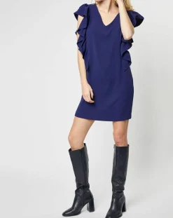 Karl Marc John Robes|Robe Rayan à volants bleu marine