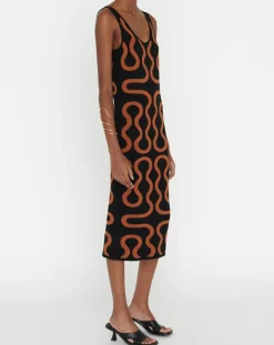 Zapa Robes|Robe Ridley imprimée noir/marron