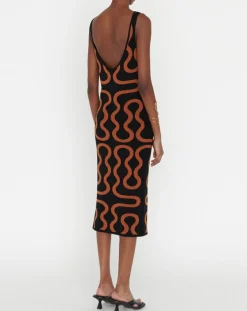 Zapa Robes|Robe Ridley imprimée noir/marron