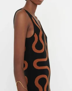 Zapa Robes|Robe Ridley imprimée noir/marron