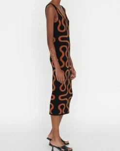 Zapa Robes|Robe Ridley imprimée noir/marron