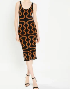 Zapa Robes|Robe Ridley imprimée noir/marron