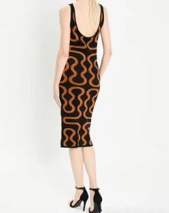 Zapa Robes|Robe Ridley imprimée noir/marron