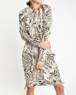 Zapa Robes|Robe Robert imprimée zèbre noir/beige