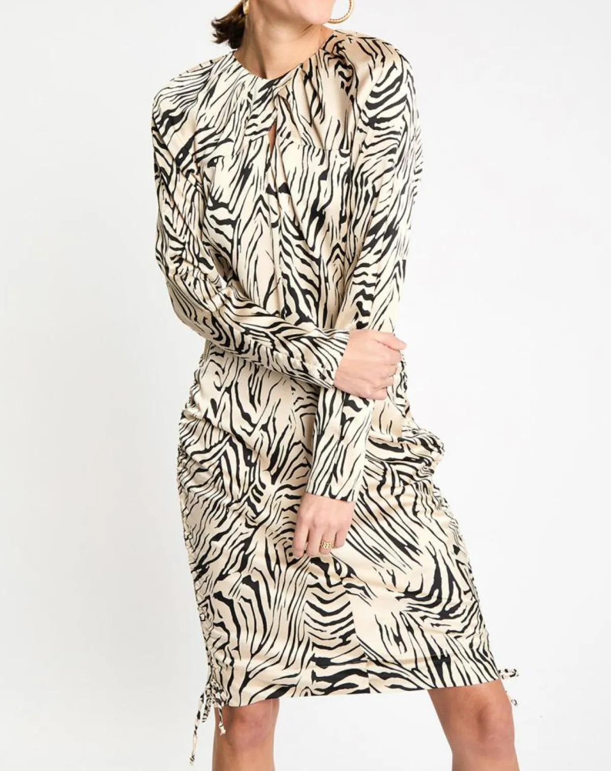 Zapa Robes|Robe Robert imprimée zèbre noir/beige