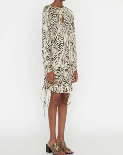 Zapa Robes|Robe Robert imprimée zèbre noir/beige