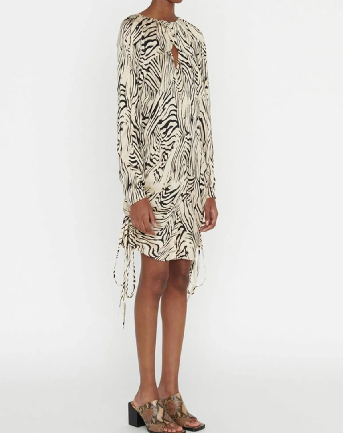 Zapa Robes|Robe Robert imprimée zèbre noir/beige