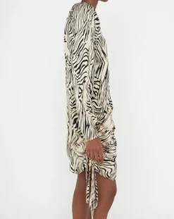 Zapa Robes|Robe Robert imprimée zèbre noir/beige