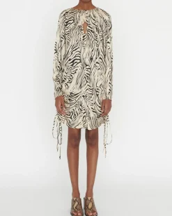 Zapa Robes|Robe Robert imprimée zèbre noir/beige