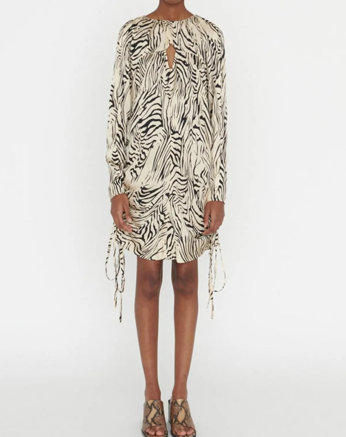 Zapa Robes|Robe Robert imprimée zèbre noir/beige