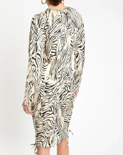 Zapa Robes|Robe Robert imprimée zèbre noir/beige