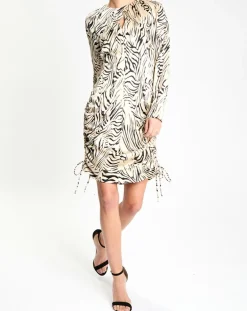 Zapa Robes|Robe Robert imprimée zèbre noir/beige