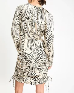 Zapa Robes|Robe Robert imprimée zèbre noir/beige