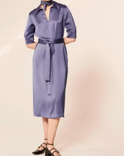 Tara Jarmon Robes|Robe Rocha bleu violet