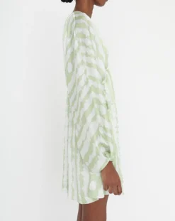 Zapa Robes|Robe Rokhya imprimée vert päle