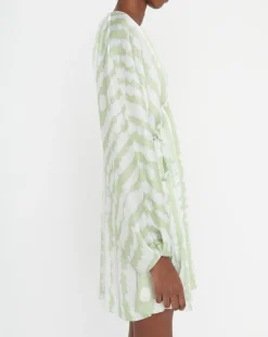 Zapa Robes|Robe Rokhya imprimée vert päle